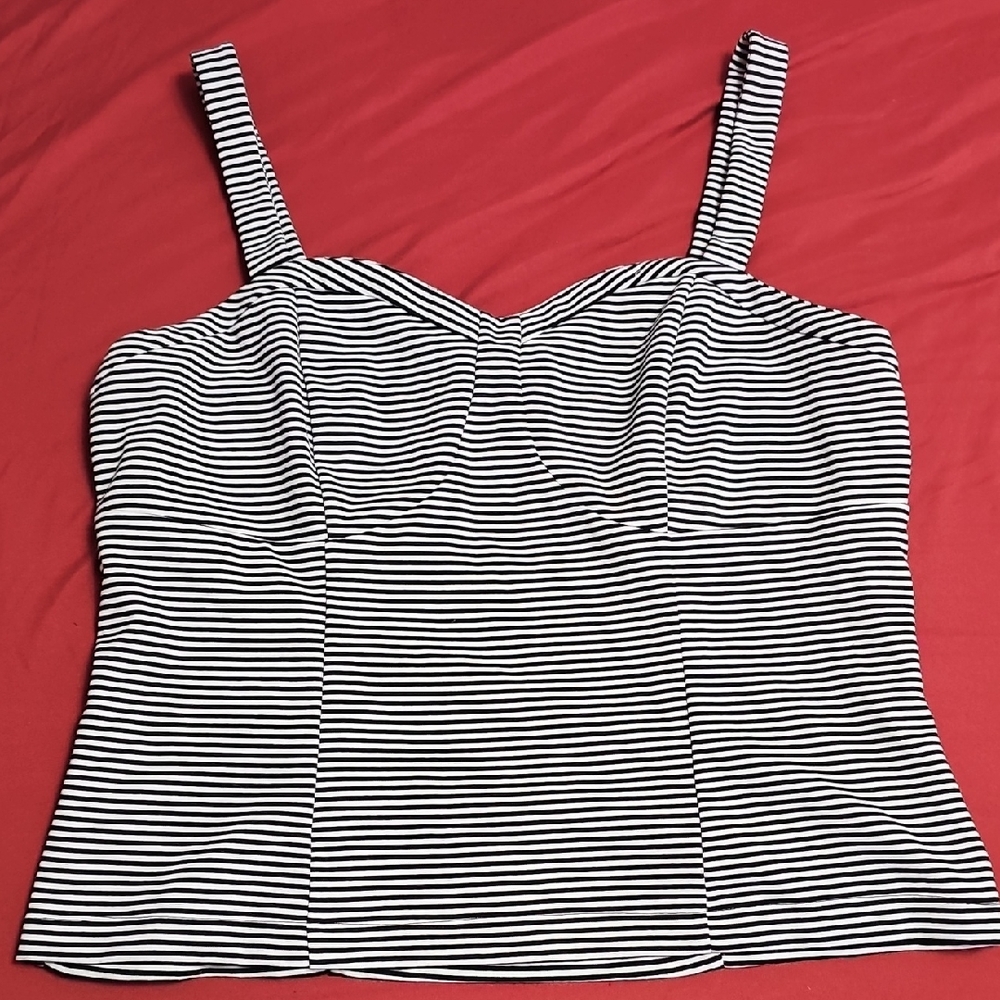Size 2x - Black and White Striped Top - Torrid Retro Chic Collection